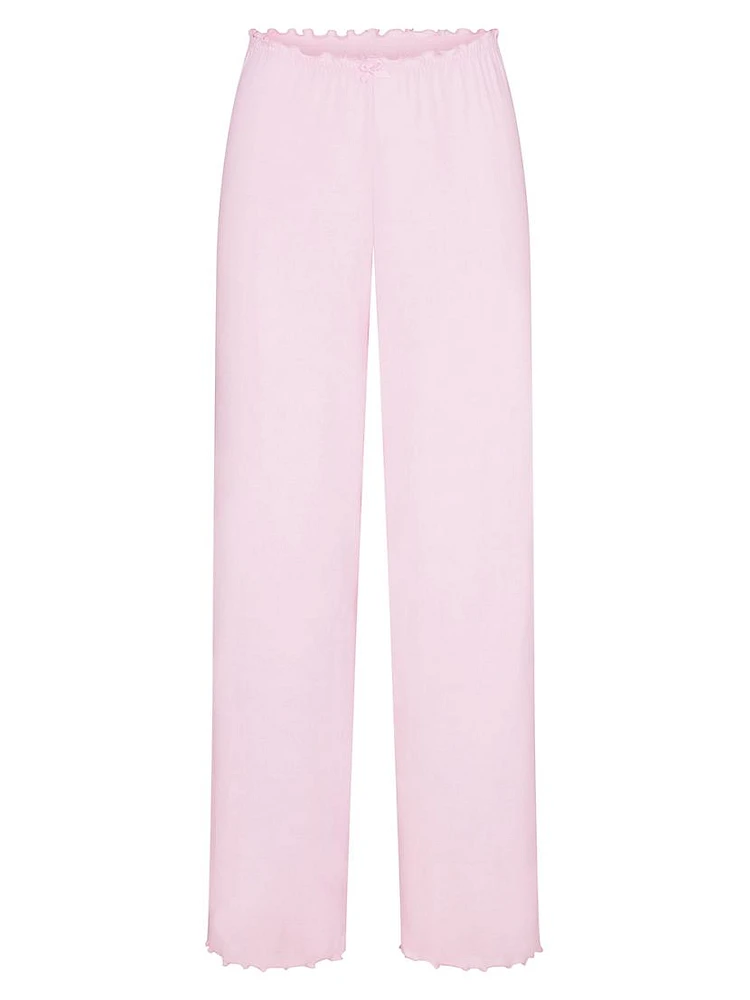 Logo Pointelle Straight Leg Pants