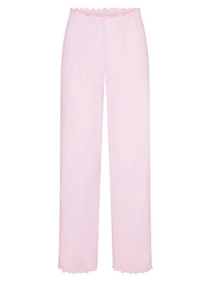 Logo Pointelle Straight Leg Pants