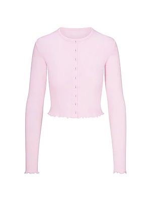 Logo Pointelle Cardigan