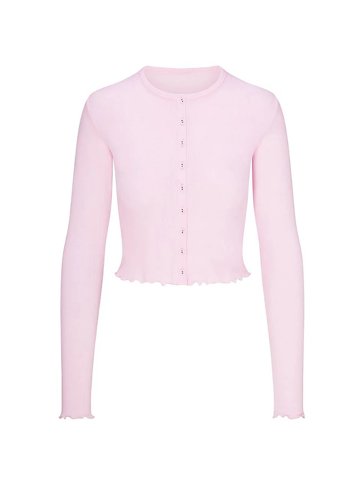 Logo Pointelle Cardigan