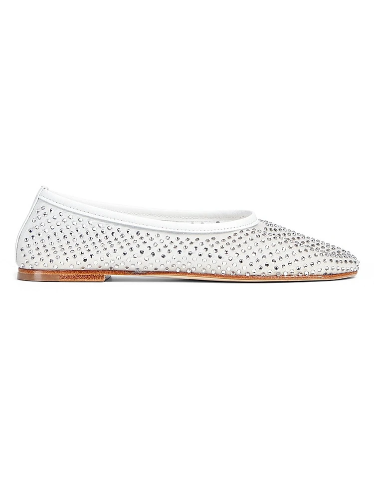 Balla Crystal-Embellished Mesh Flats