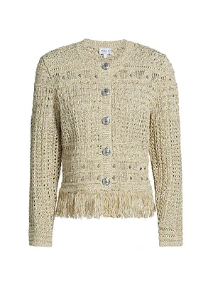 Beaded Fringe Knit Cardigan Jacket