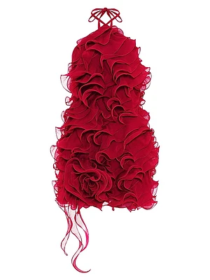 Ruffle Silk Halterneck Minidress