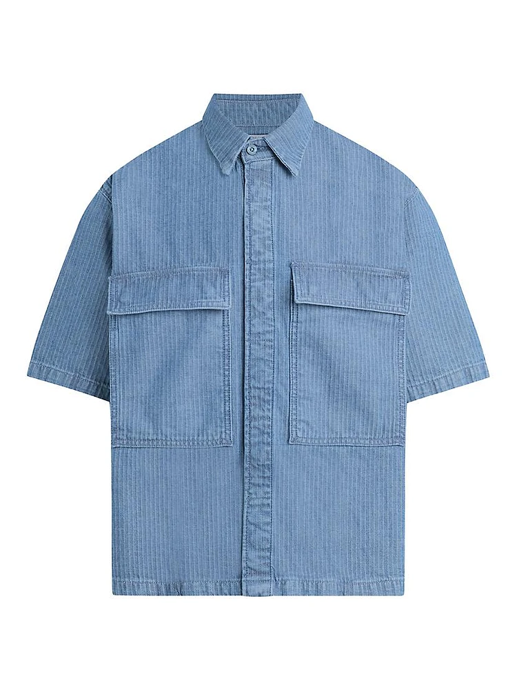 Cotton Herringbone Utility Shirt