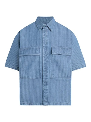 Cotton Herringbone Utility Shirt