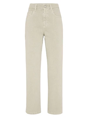 Dyed Denim Retro Loose Five Pocket Trousers
