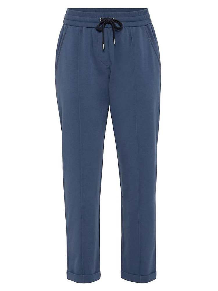 Stretch Cotton Lightweight French Terry Track Trousers