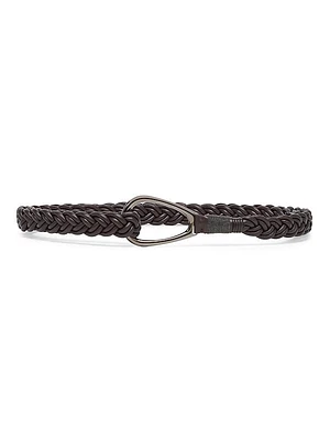 Braided Nappa Leather Belt with Precious Detail