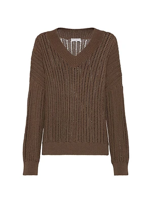 Cotton Openwork Rib Sweater
