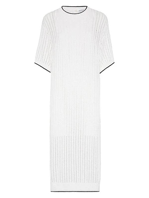 Cotton Openwork Rib Knit Dress