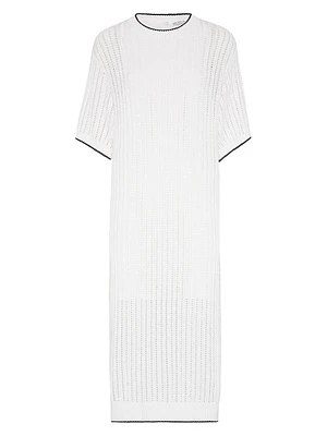 Cotton Openwork Rib Knit Dress
