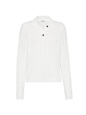 Cotton Dazzling Cables Knit Polo Shirt