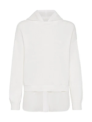 Faux Layered Sweatshirt with Detachable Hood