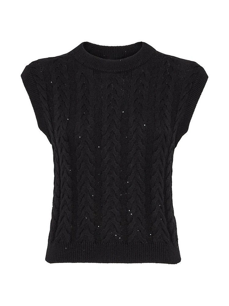 Cotton Dazzling Double Cable Sweater Vest