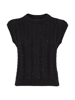 Cotton Dazzling Double Cable Sweater Vest