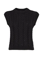 Cotton Dazzling Double Cable Sweater Vest