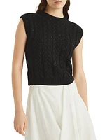 Cotton Dazzling Double Cable Sweater Vest