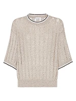 Linen Dazzling Ribbed Net Sweater