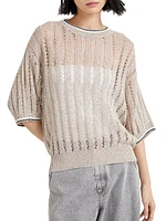 Linen Dazzling Ribbed Net Sweater