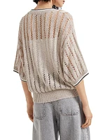 Linen Dazzling Ribbed Net Sweater