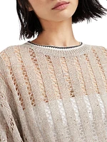 Linen Dazzling Ribbed Net Sweater