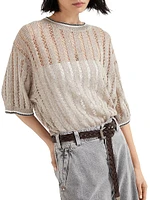 Linen Dazzling Ribbed Net Sweater
