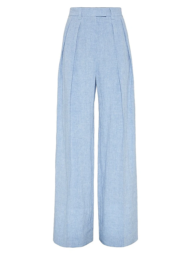 Linen Sparkling Canvas Sartorial Wide Trousers