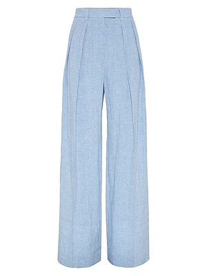 Linen Sparkling Canvas Sartorial Wide Trousers