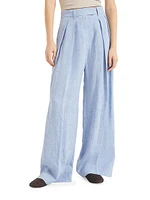 Linen Sparkling Canvas Sartorial Wide Trousers