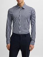 Slim-Fit Shirt in Printed Performance-Stretch Jersey