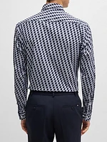 Slim-Fit Shirt in Printed Performance-Stretch Jersey