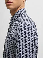 Slim-Fit Shirt in Printed Performance-Stretch Jersey