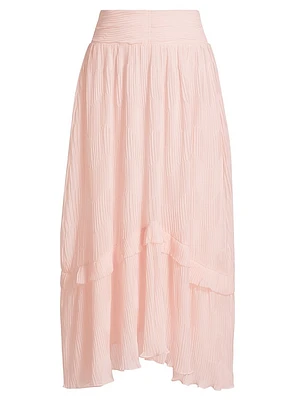 Roffie Pleated Ruffled Maxi Skirt