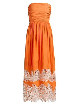 Milani Strapless Floral Lace Midi-Dress