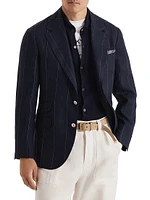 Linen Wide Chalk Stripe Deconstructed Cavallo Blazer