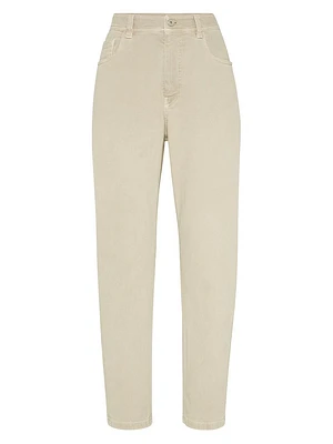 Dyed Comfort Denim Baggy Tapered Trousers