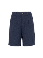 Lightweight Délavé Linen Bermuda Shorts with Elasticated Waistband
