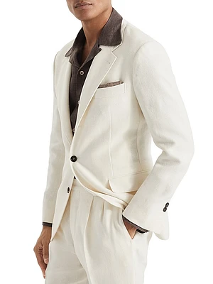 Textured Stripe Diagonal Deconstructed Blazer