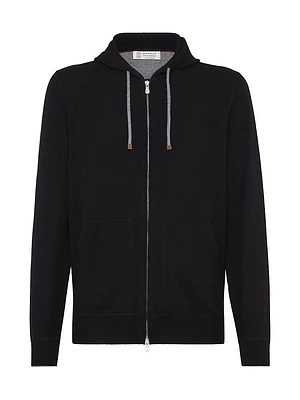 Cashmere Sweatshirt Style Cardigan with Hood