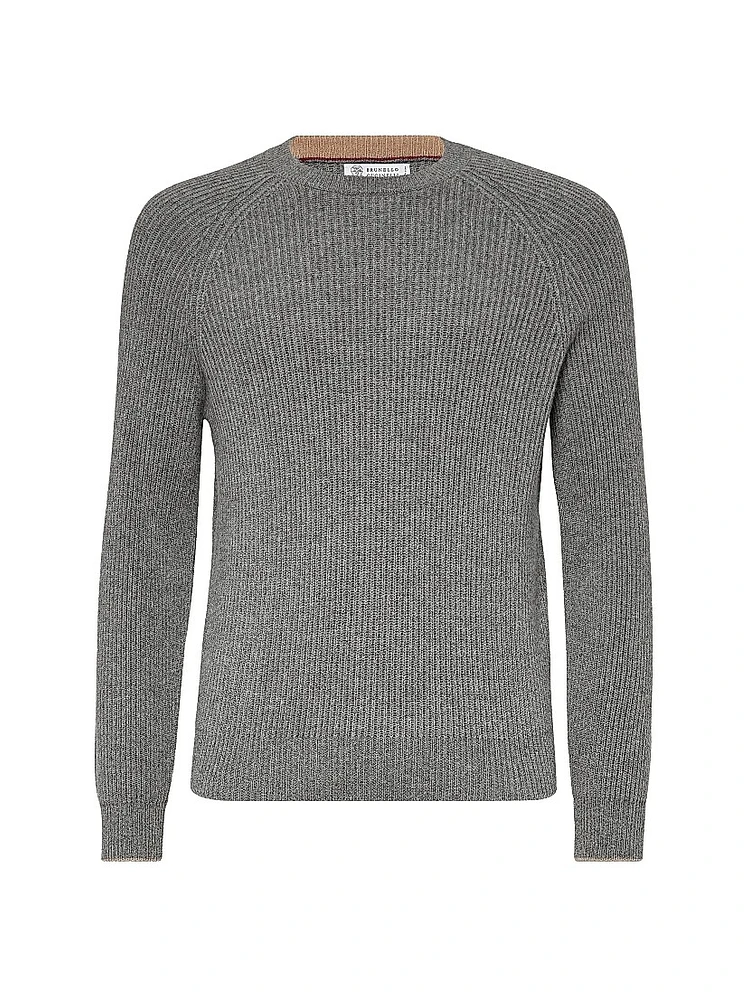 Cashmere English Rib Sweater with Raglan Sleeves