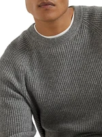 Cashmere English Rib Sweater with Raglan Sleeves