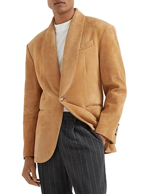 Country Suede Blazer with Shawl Lapels