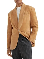 Country Suede Blazer with Shawl Lapels