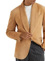 Country Suede Blazer with Shawl Lapels