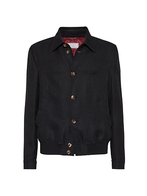 Linen, Wool and Silk Diagonal Outerwear Jacket