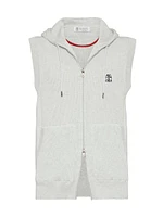 Cotton English Rib Knit Hooded Vest with Logo