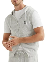 Cotton English Rib Knit Hooded Vest with Logo