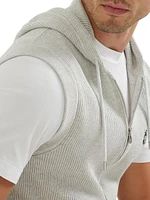 Cotton English Rib Knit Hooded Vest with Logo