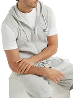 Cotton English Rib Knit Hooded Vest with Logo
