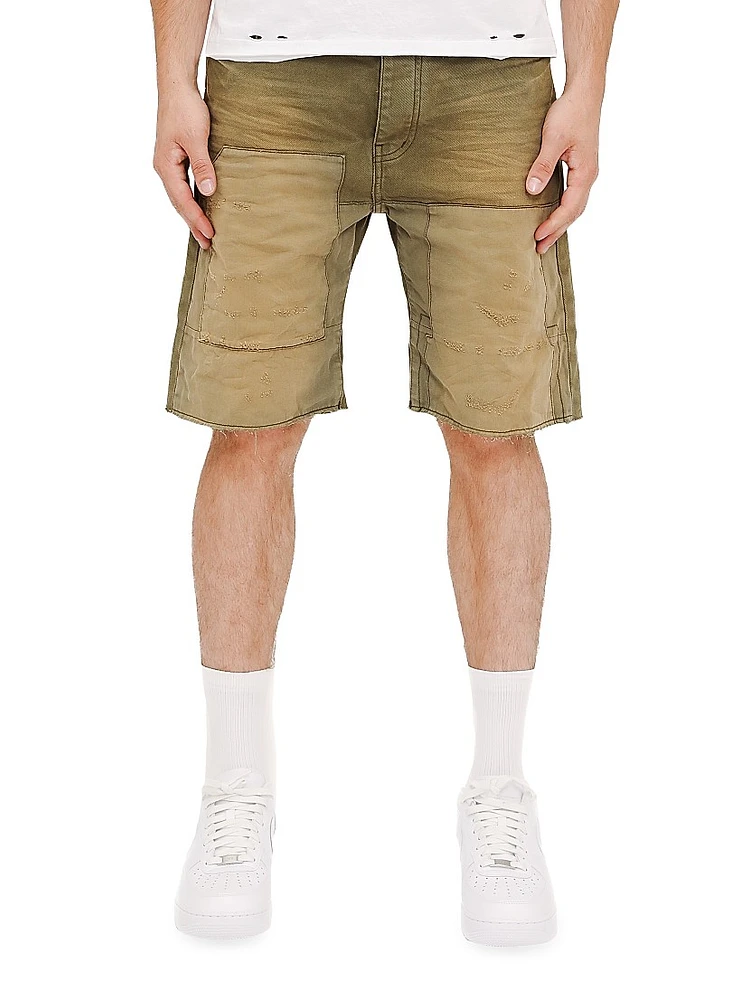 Distressed Patchwork Denim Shorts